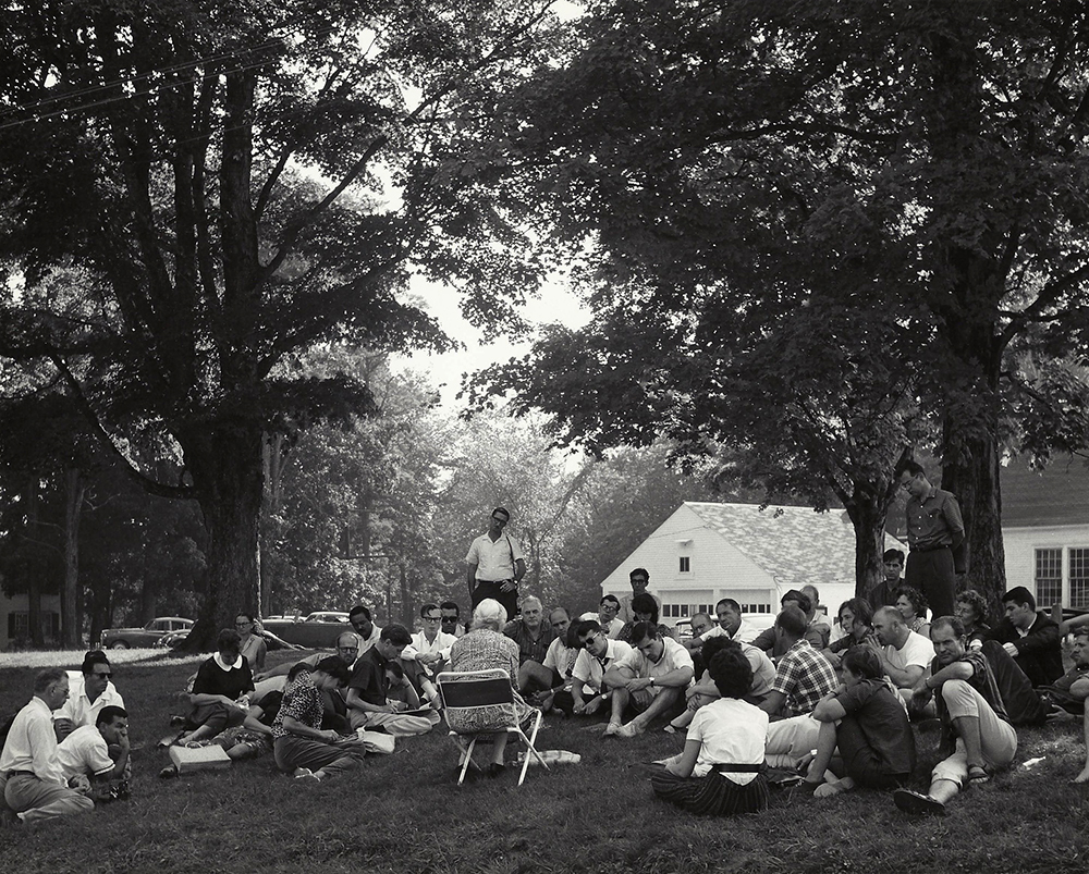 Frances Flaherty and Flaherty seminarians at the Flaherty Farm (Dummerston, Vermont) in the 1950s. Frances Flaherty and Flaherty seminarians at the Flaherty Farm (Dummerston, Vermont) in the 1950s.