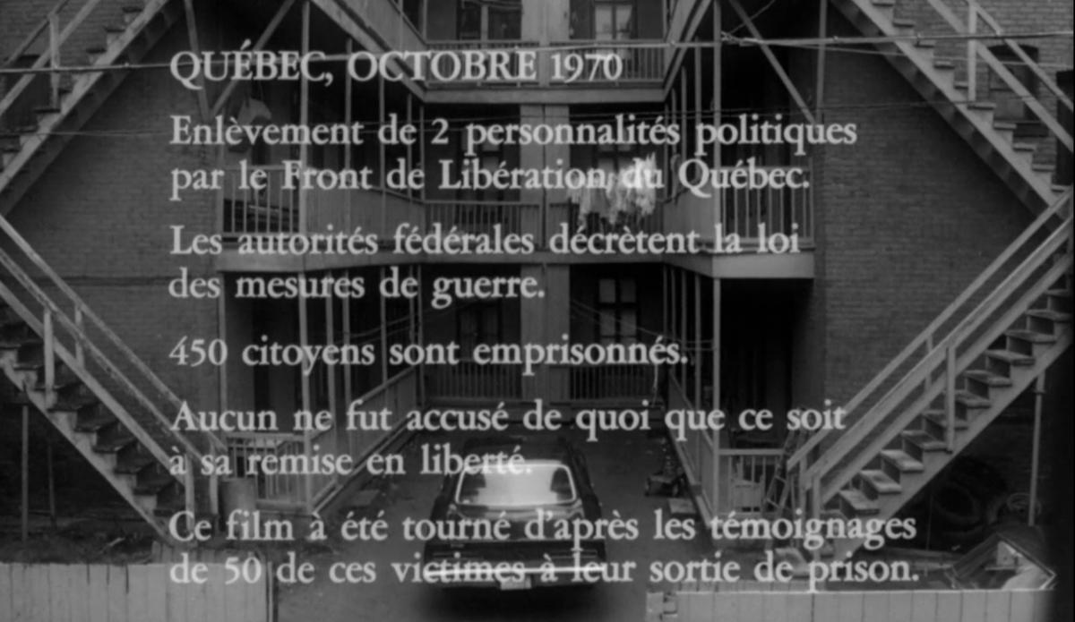 (21) Michel Brault, Les ordres, Canada, 1975