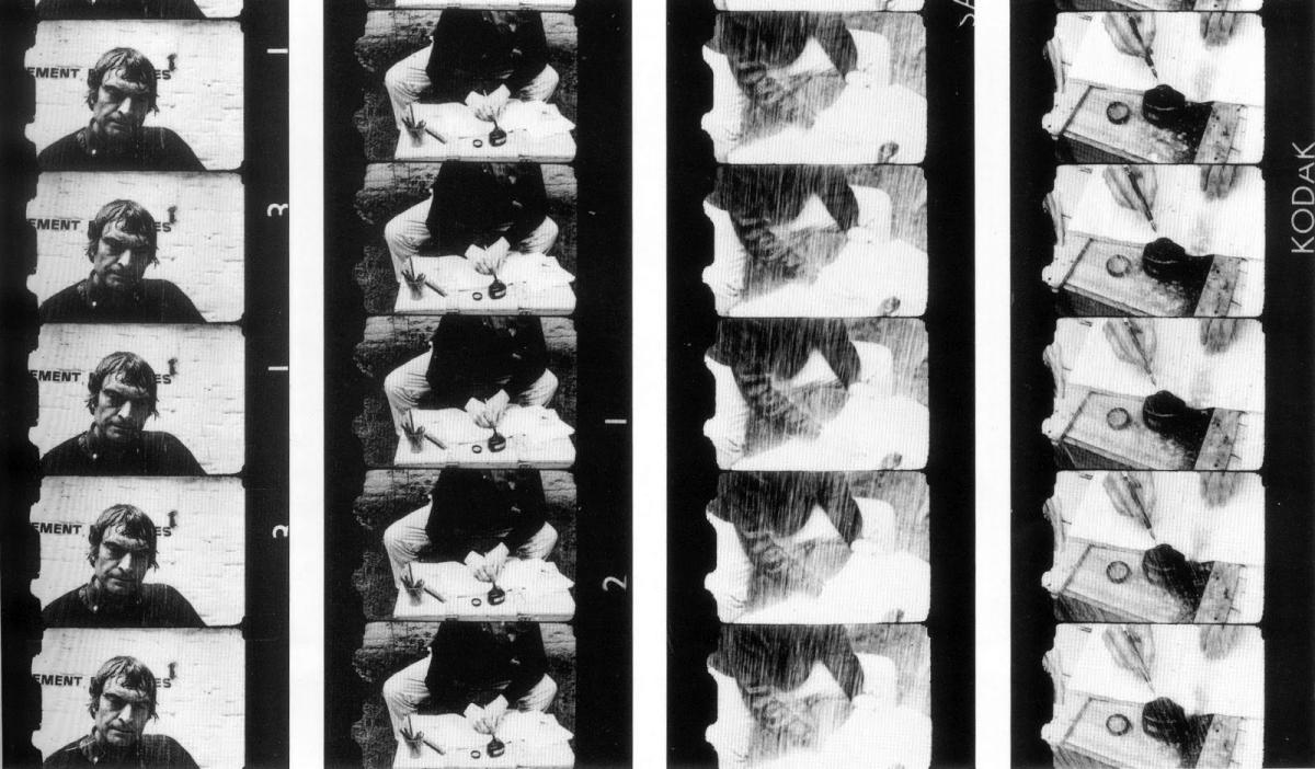 Collage van filmstroken van La pluie (projet pour un texte) (Marcel Broodthaers, 1969)