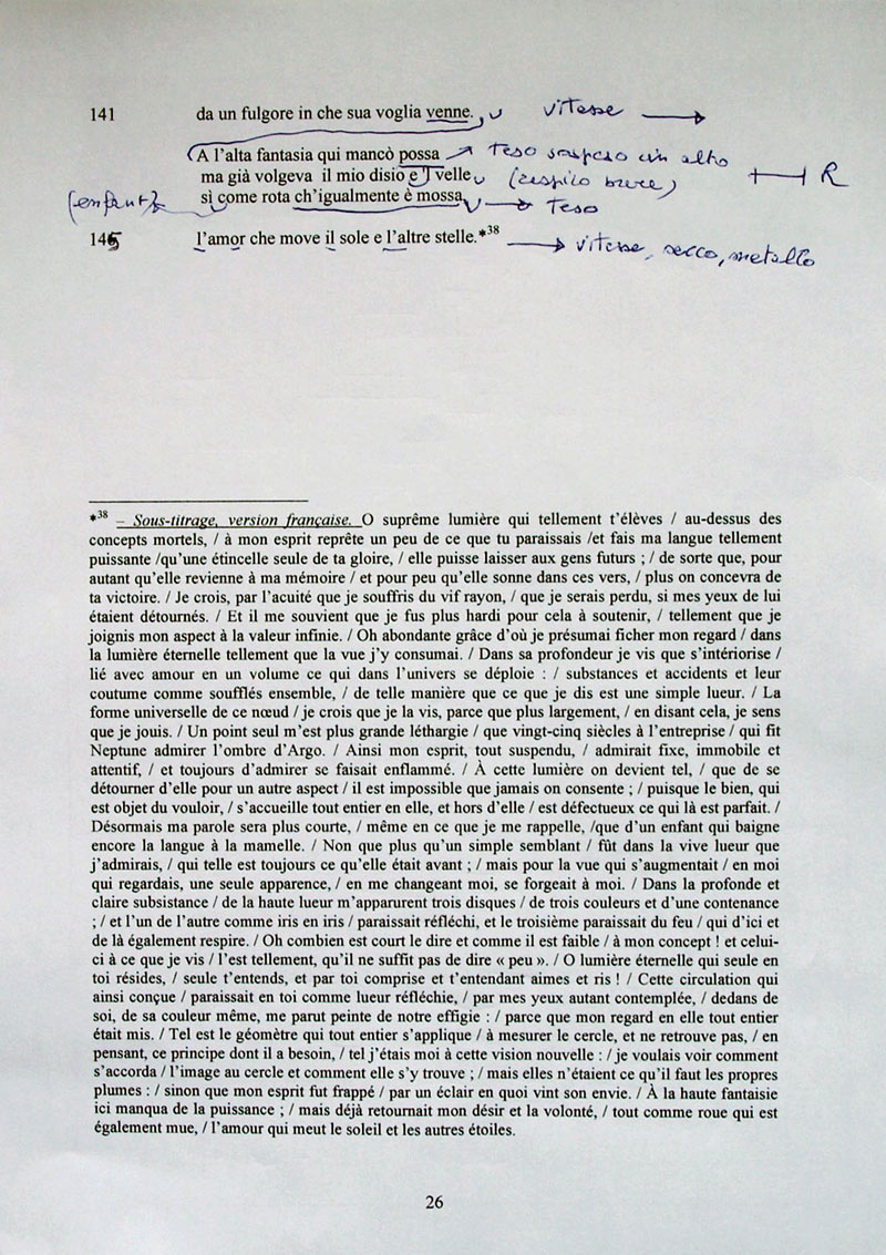 (11) Giorgio Passerone, annotated script of O somma luce (© Giorgio Passerone, by permission).